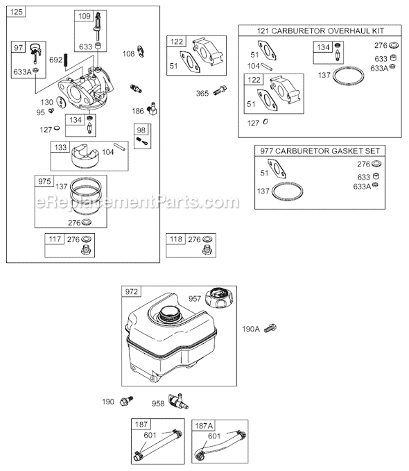 Page D Diagram and Parts List for 12D400SERIES 0007-0110 Briggs and Stratton Engine